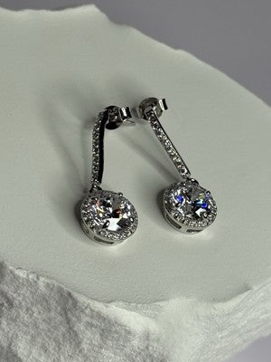 925 Sterling Silver Dream CZ Earrings Length 1.05 Inch