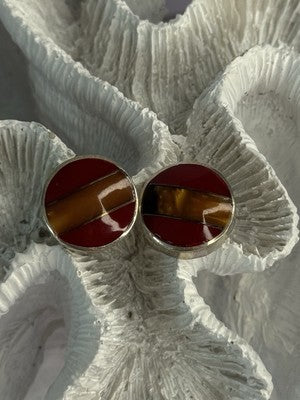 925 Sterling Silver Carnelian Earrings Length 0.70 Inch