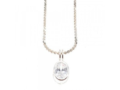 925 Sterling Silver CZ Chain With Pendant 925 Italy