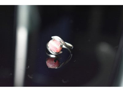 925 Sterling Silver Pink Agate Ring Size 6.5