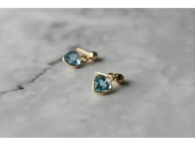 10K Yellow Gold Blue Spinel Earrings