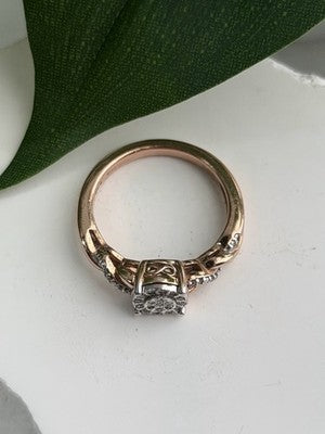 925 Sterling Silver Rose Gold Plated  Diamond  0.07 ctw Ring Size 7