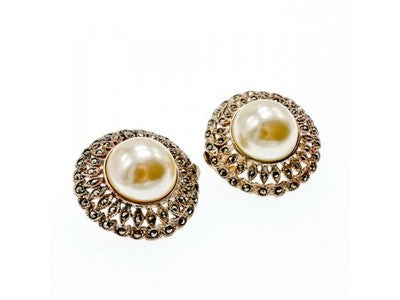 Vintage 925 Sterling Silver Pearl & Marcasites Clip-On Earrings