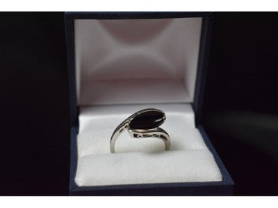 925 Sterling Silver Black Nephrite Ring Size 7.25