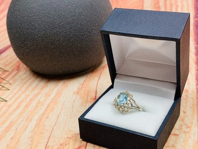 925 Sterling Silver Topaz Ring Size 7.5
