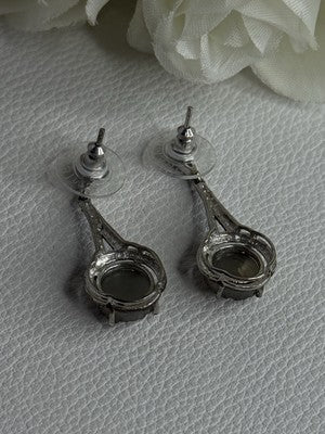 Elegant 925 Sterling Silver Marcasite Earrings Length 1.25 Inch