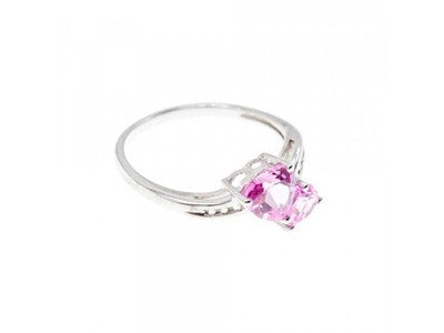 925 Sterling Silver Pink Topaz "Hearts" Ring Size 7
