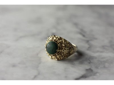 Vintage 925 Sterling Silver Malachite Ring Size 5.5