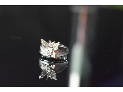 925 Sterling Silver CZ "Butterfly" Ring Size 9