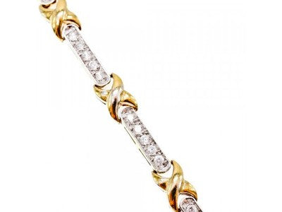 925 Sterling Silver Gold Plated CZ Bracelet Size 7.5 IN