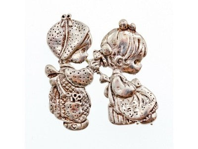 Vintage 925 Sterling  Silver "Girlfriends" Brooch