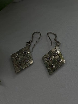 Beautiful Vintage 925 Sterling Silver Amethyst Earrings