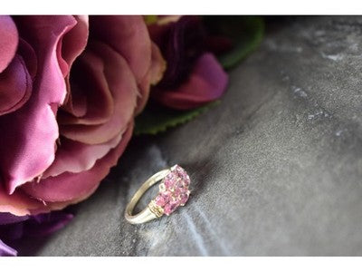 925 Sterling Silver Pink CZ Ring Size 6.5