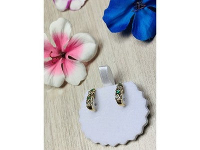 10K Yellow Gold Emerald & Diamond Stud Earrings