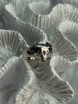 Men'S 925 Sterling Silver "Bull" Ring Size 9.5