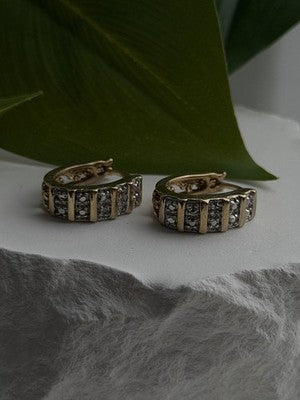 Retro Channel 925 Sterling Silver Gold Plated Elegant Hoop Earrings