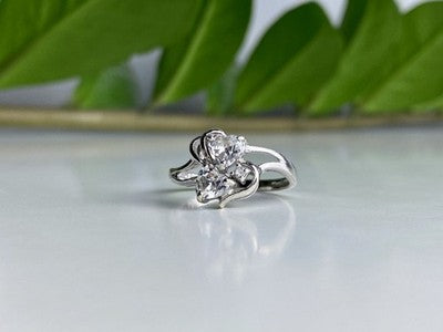 925 Sterling Silver White CZ "Hearts" Ring Size 9