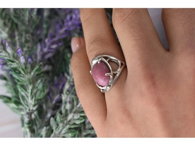 Vintage 925 Sterling Silver Rhodochrosite Ring Size 6.5
