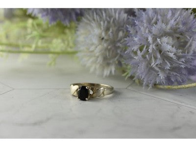 925 Sterling Silver Black Spinel Ring Size 8.5