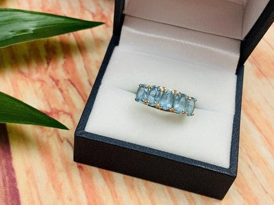 925 Sterling Silver Blue Spinel Ring Size 6.5