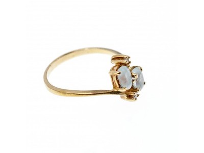 10K Yellow Gold Aquamarine & Diamonds Ring Size 5.5