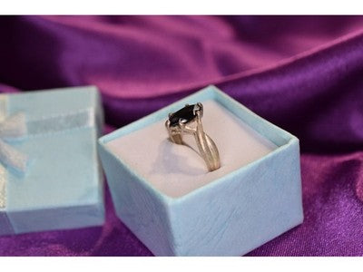 925 Sterling Silver Black Nephrite Ring Size 9