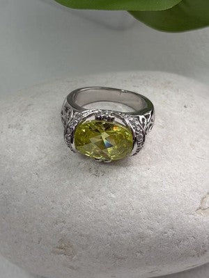 Shiny 925 Sterling Silver Cz Ring Size 7