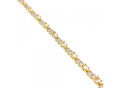 925 Sterling Silver Gold Plated Aquamarine Bracelet