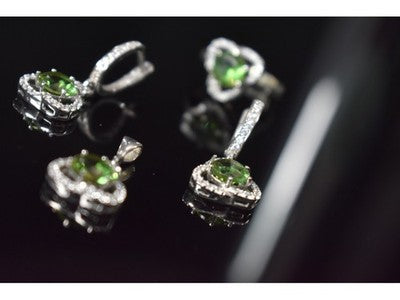 925 Sterling Silver Alpanite & CZ Jewelry SET Turkey