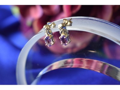 925 Sterling Silver Purple Iolite Stud Earrings
