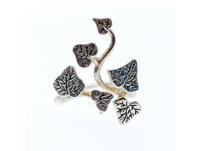 925 Sterling Silver "Leaf" Ring Size 8 (Adjustable)