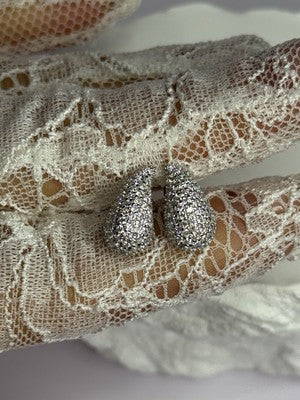 925 Sterling Silver Beautiful CZ Earrings Length 0.55