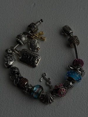 Donatella 925 Sterling Silver 19 Charms Bracelet