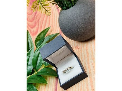 925 Sterling Silver Black Spinel & CZ Ring Size 8.5