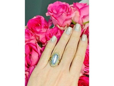 925 Sterling Silver Blue Alpanite Ring Size 10.25