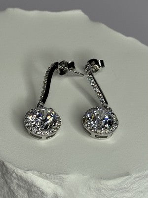 925 Sterling Silver Dream CZ Earrings Length 1.05 Inch