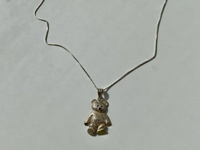 925 Sterling Silver "Bear" Chain With Pendant Italy