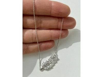 925 Sterling Silver CZ "Leaf" Necklace