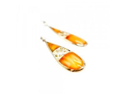 Vintage 925 Sterling Silver Agate Earrings