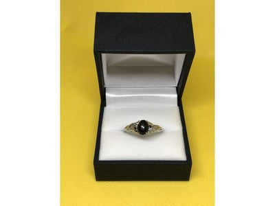 925 Sterling Silver Black Nephrite ( Jade ) Ring Size 9