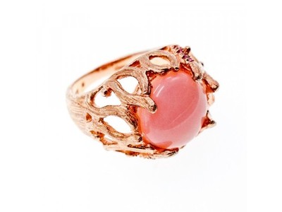 925 Sterling Silver Gold Plated Morganite "Passion" Ring Size 6.5