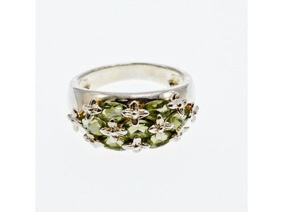 925 Sterling Silver Peridot Ring Size 7
