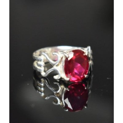 925 Sterling Silver Pink Topaz Ring Size 7
