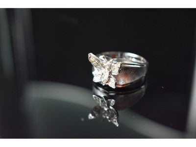 925 Sterling Silver CZ "Butterfly" Ring Size 9