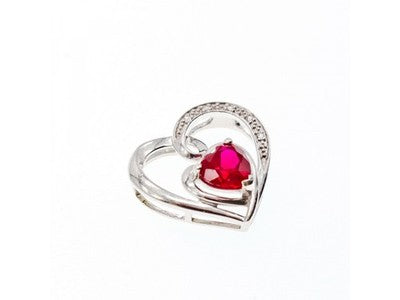 925 Sterling Silver Spinel & CZ "Heart" Pendant