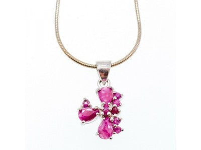 925 Sterling Silver Pink Spinel Chain With Pendant Italy