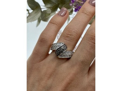 925 Sterling Silver Blue & White Spinel Ring Size 7