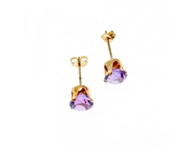 14K Yellow Gold Amethyst Earrings