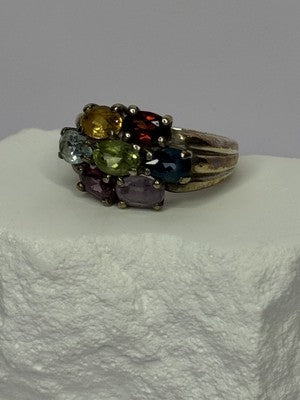 925 Sterling Silver Multicolor Spinel Ring Size 6