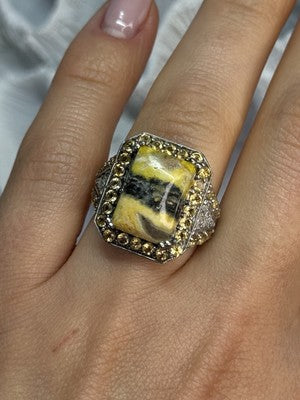 925 Sterling Silver Yashma Citrine & Beryl Ring Size 6